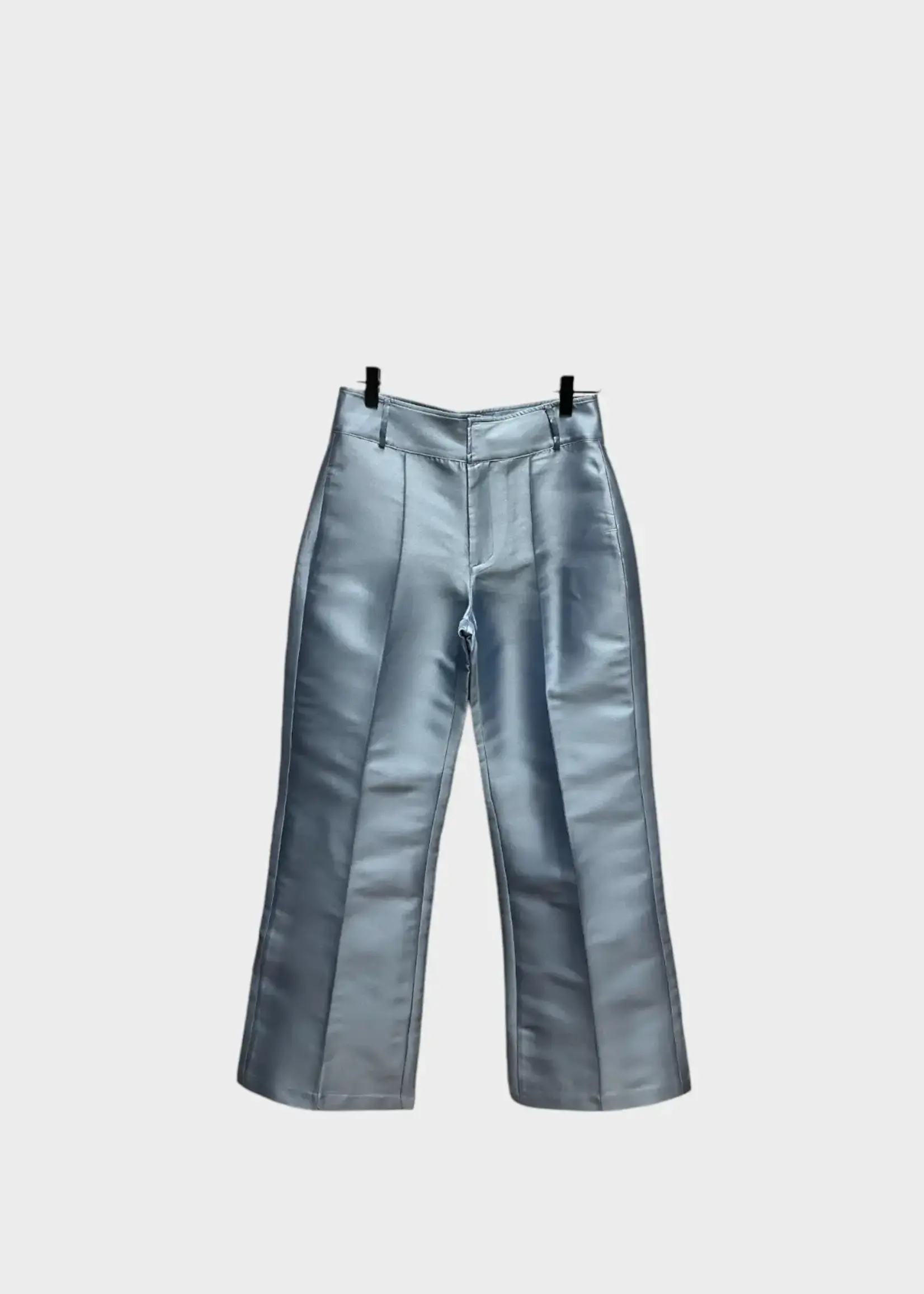 Destree Destree Trousers, Blue, Yoshi Smart High Waisted Flared Pants In Niagara Blue w/ Pleats 