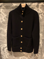 Barrie Barrie Jacket, Black, Barrie x Sofia Coppola Cashmere & Wool High Neck Button Up Jacket In Jet w/ Flap Pockets