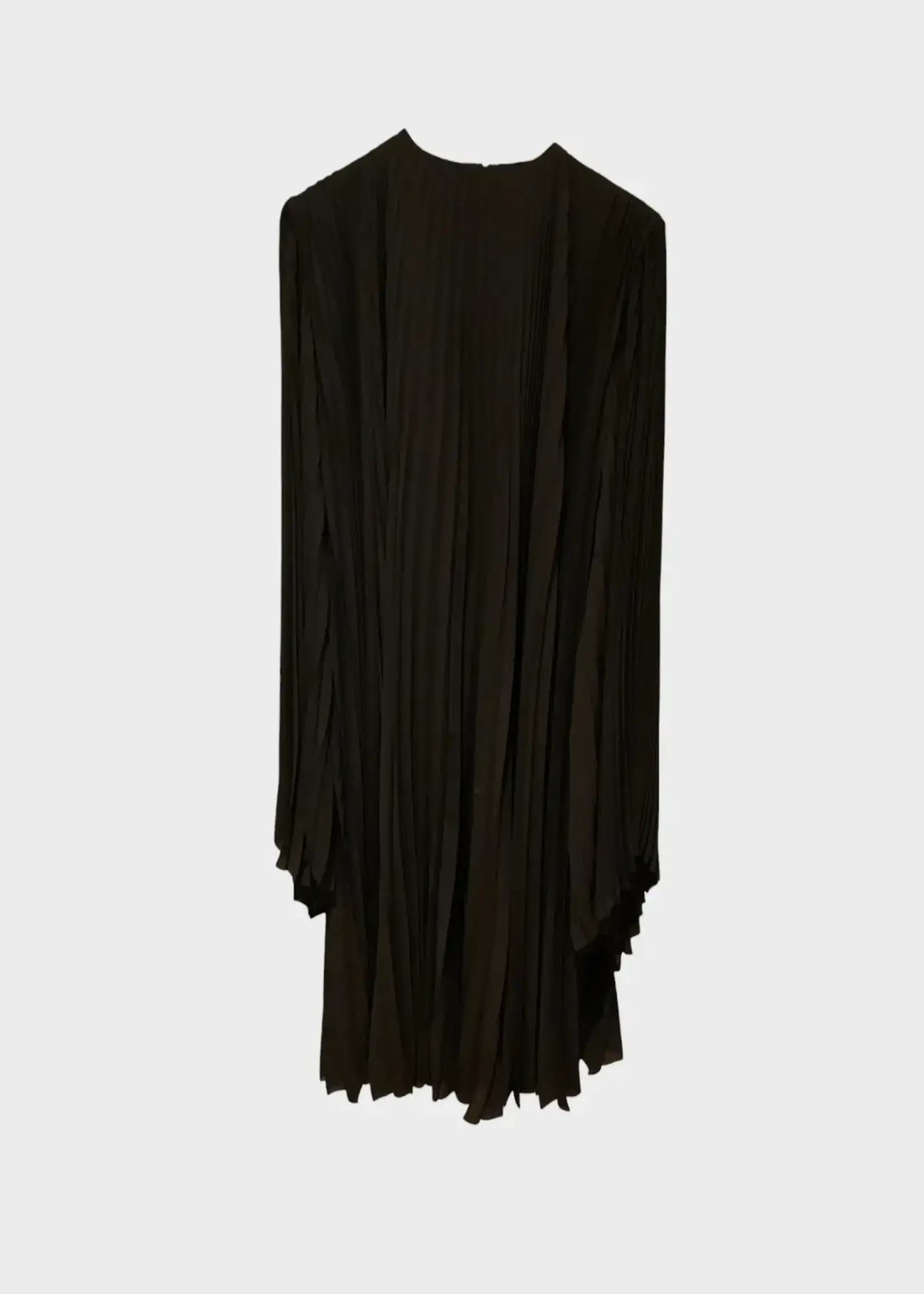 Balenciaga Balenciaga Dress, Black, Round Neck Pleated Long Sleeve Oversized Long Dress