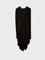 Balenciaga Balenciaga Dress, Black, Deep V-Neck Long Sleeve Pleated Asymmetric Skirt Dress