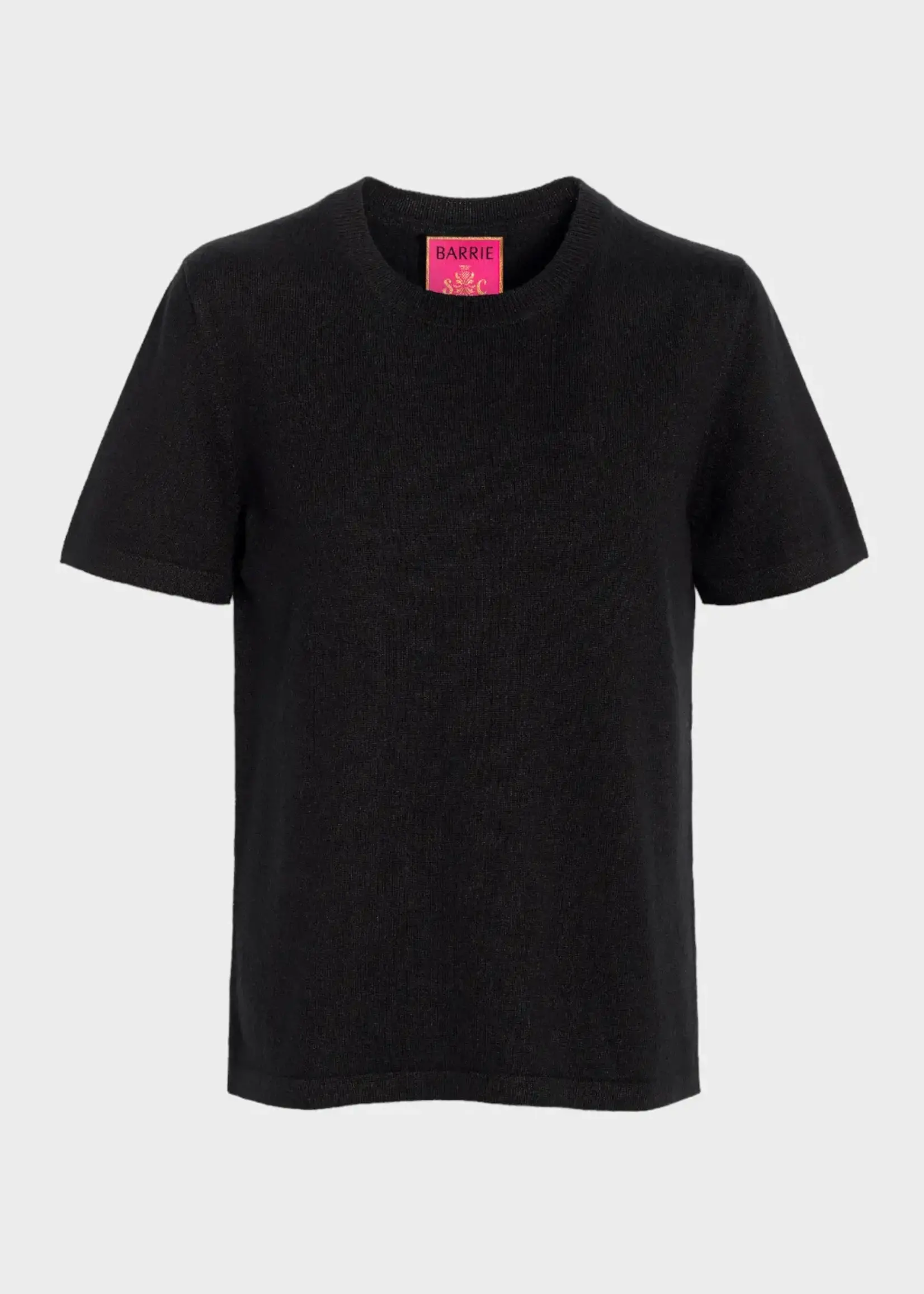 Barrie Barrie Top, Black, Barrie x Sofia Coppola Cashmere & Silk Crew Neck Short Sleeve Top In Black