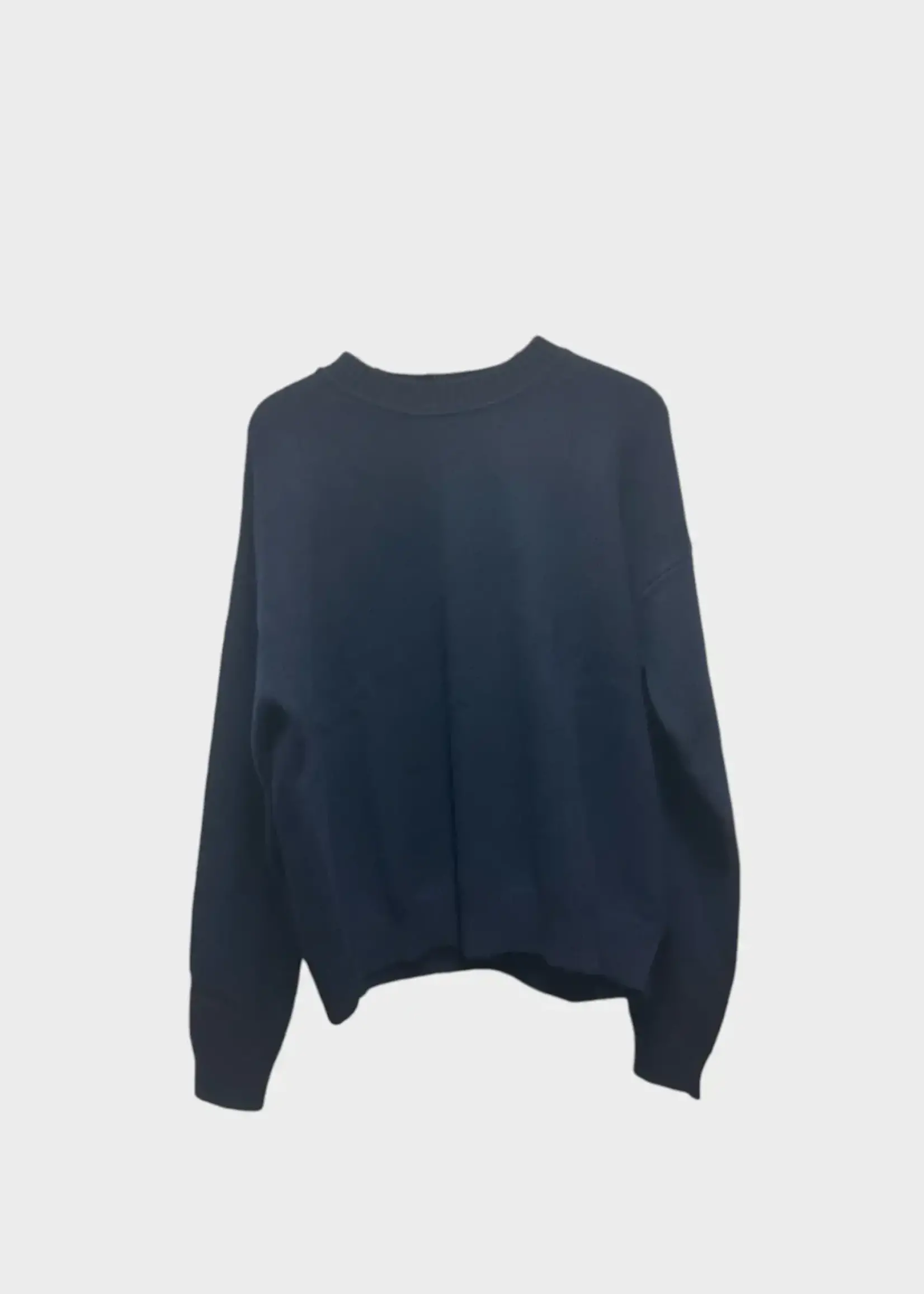 Alexandra Golovanoff AGT Knitwear, Navy, Agnes Spring Cashmere & Cotton Mix Crew Neck in Navy