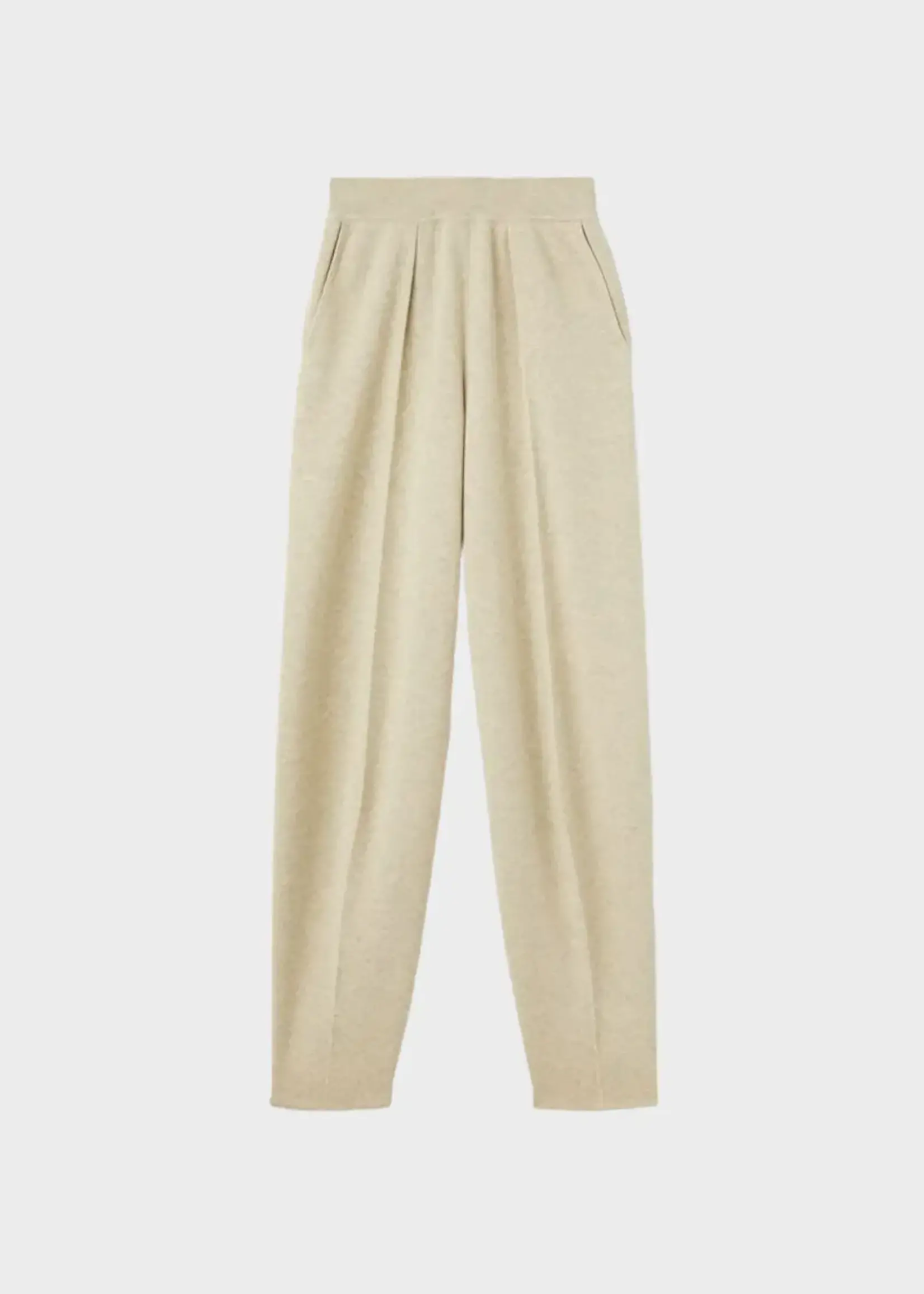Loro Piana Loro Piana Trousers, Beige, Ashi Cashmere Elasticated Waist Pleated Pants In Hot Springs Melange w/ Side Pockets