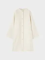Loro Piana Loro Piana Coat, White, Geir Cavallery Cashmere & Wool Mix Crew Neck Dropped Shoulder Button Up Coat