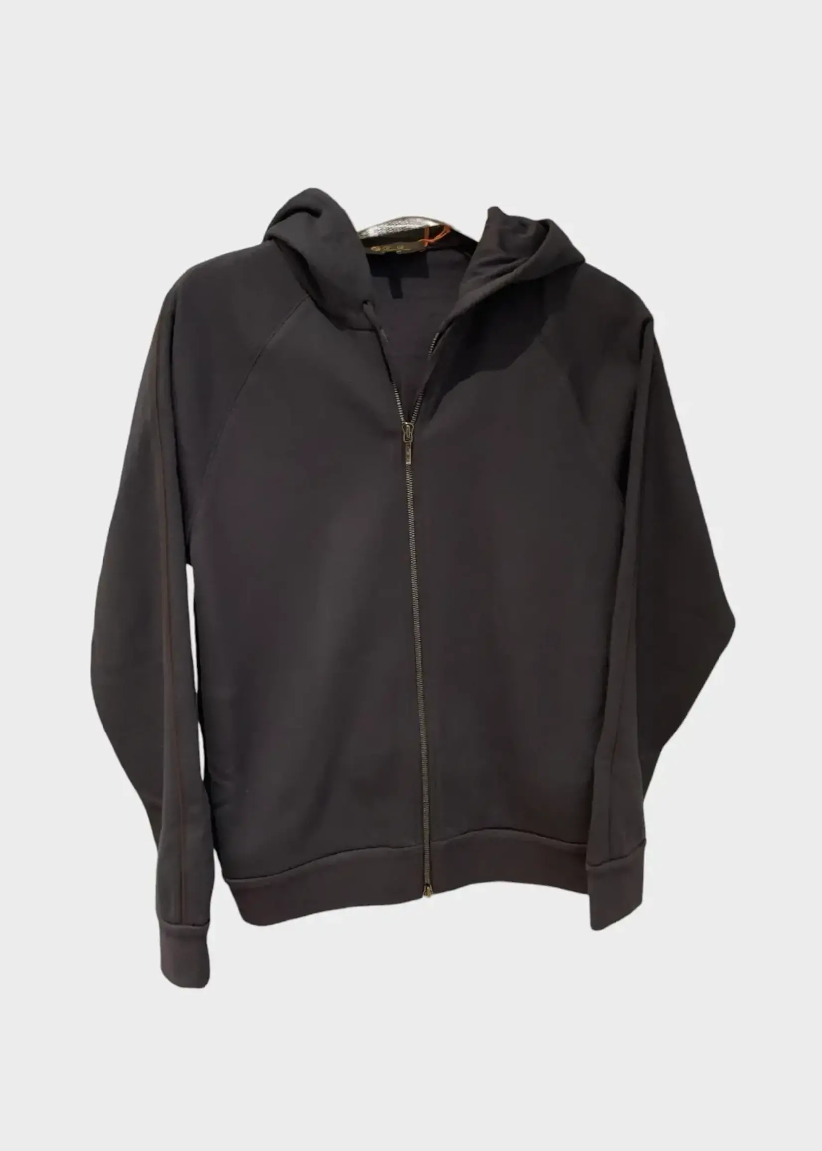 Loro Piana Loro Piana Jacket, Blue, Asago Soft Mix Cotton & Cashmere Hooded Bomber In Blue & Grey Melange