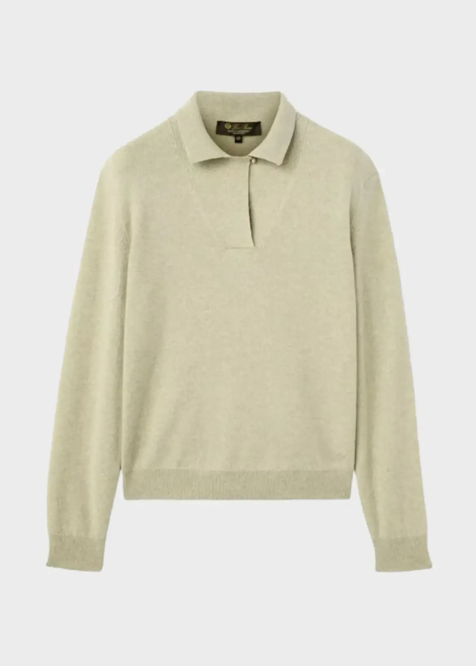 Loro Piana Loro Piana Knitwear, Beige, Arona Cashmere Collared Long Sleeves Polo T-Shirt In Hot Springs Melange Natural
