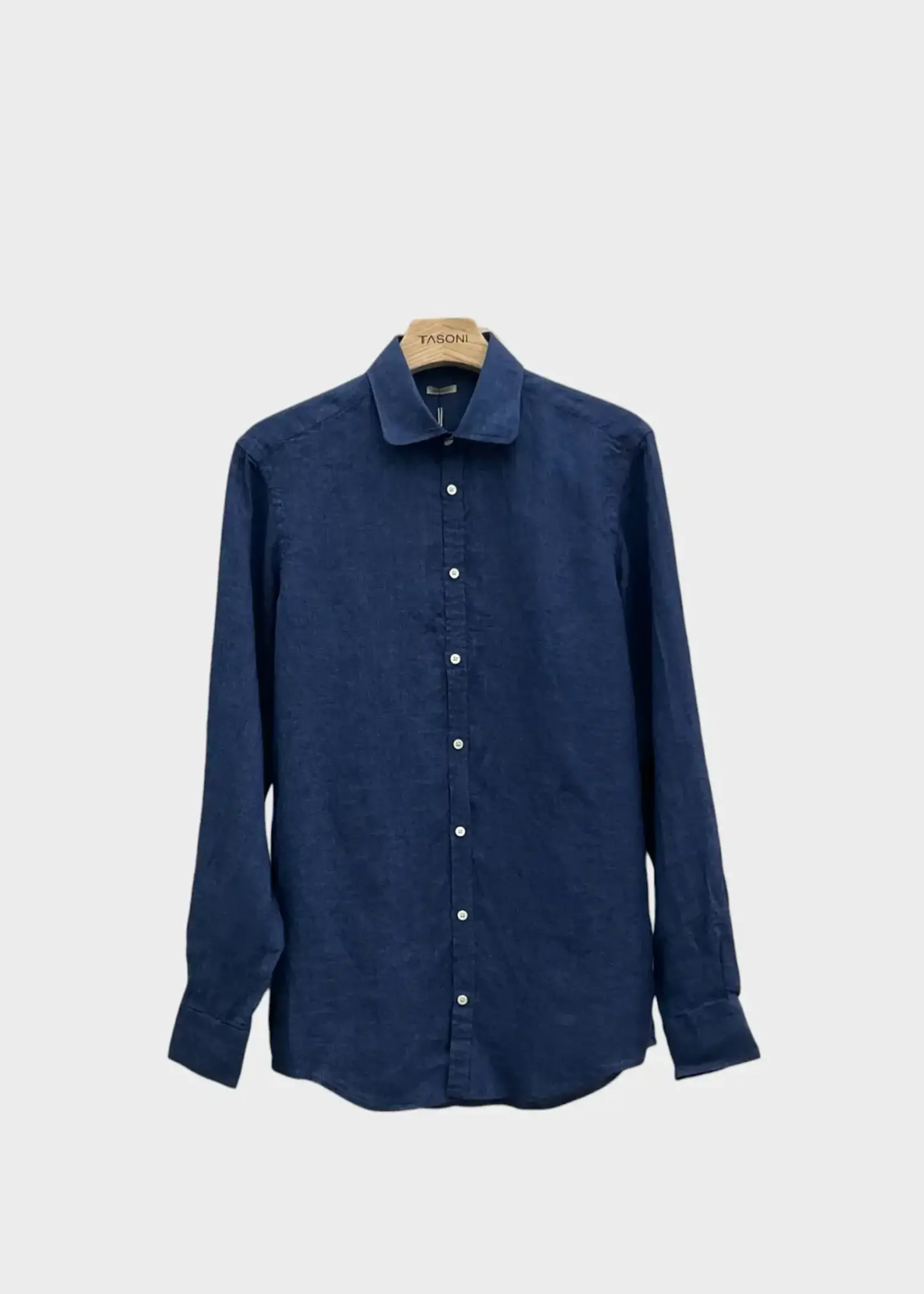 Massimo Alba Massimo Alba Shirt, Blue, Canary Linen Classic Fit Collared Button Up Shirt In Oceano