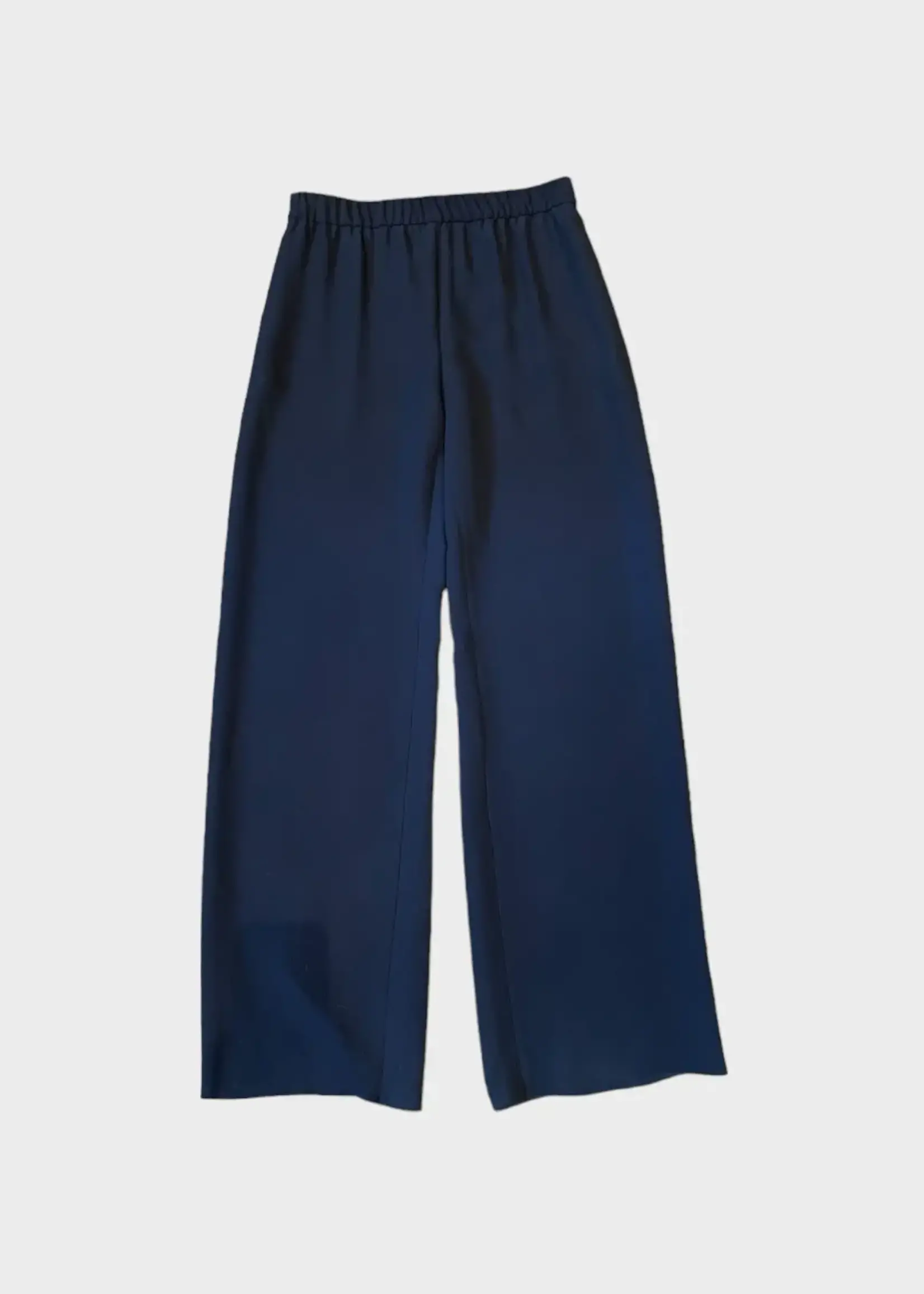 Valentino Valentino Trousers, Navy, Couture Silk Elastic Waist Cady Couture Pants