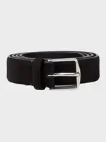 Loro Piana Loro Piana Belt, Black, Alsavel Suede Calf Leather Belt w/ Metal Buckle