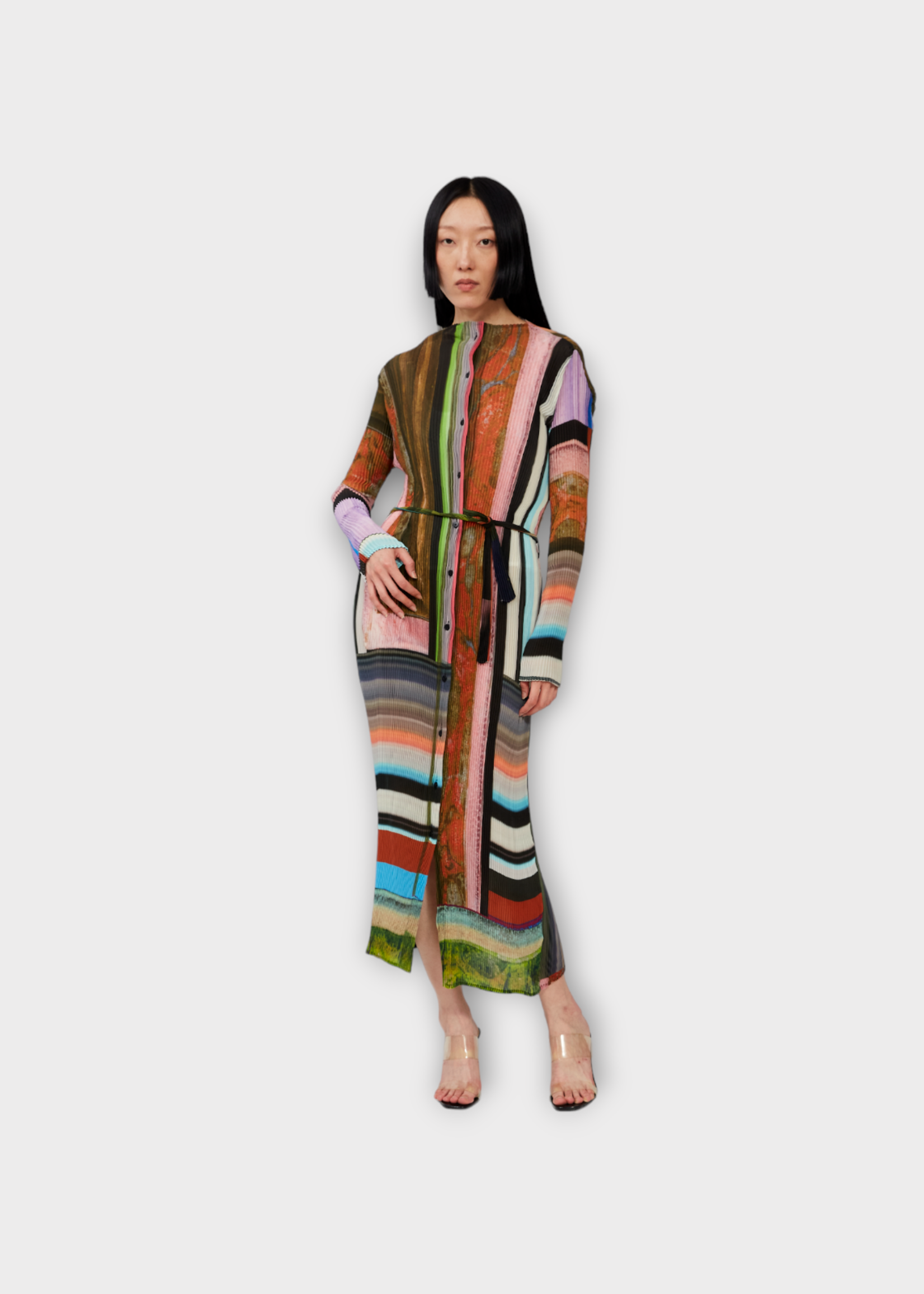 Julia Heuer Julia Heuer Jacket, Print, Taro High Neck Long Sleeve Button Up Belted Jacket in Multicolour w/ Herbert Print