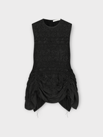 Cecilie Bahnsen Cecilie Bahnsen Top, Black, Unika Pansy Smock Faille Sleeveless Top In Black w/ Drawstrings & Back Slit