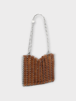 Rabanne Rabanne Bag, Brown, Wooden Round Discs Shoulder Bag In Rust & Silver