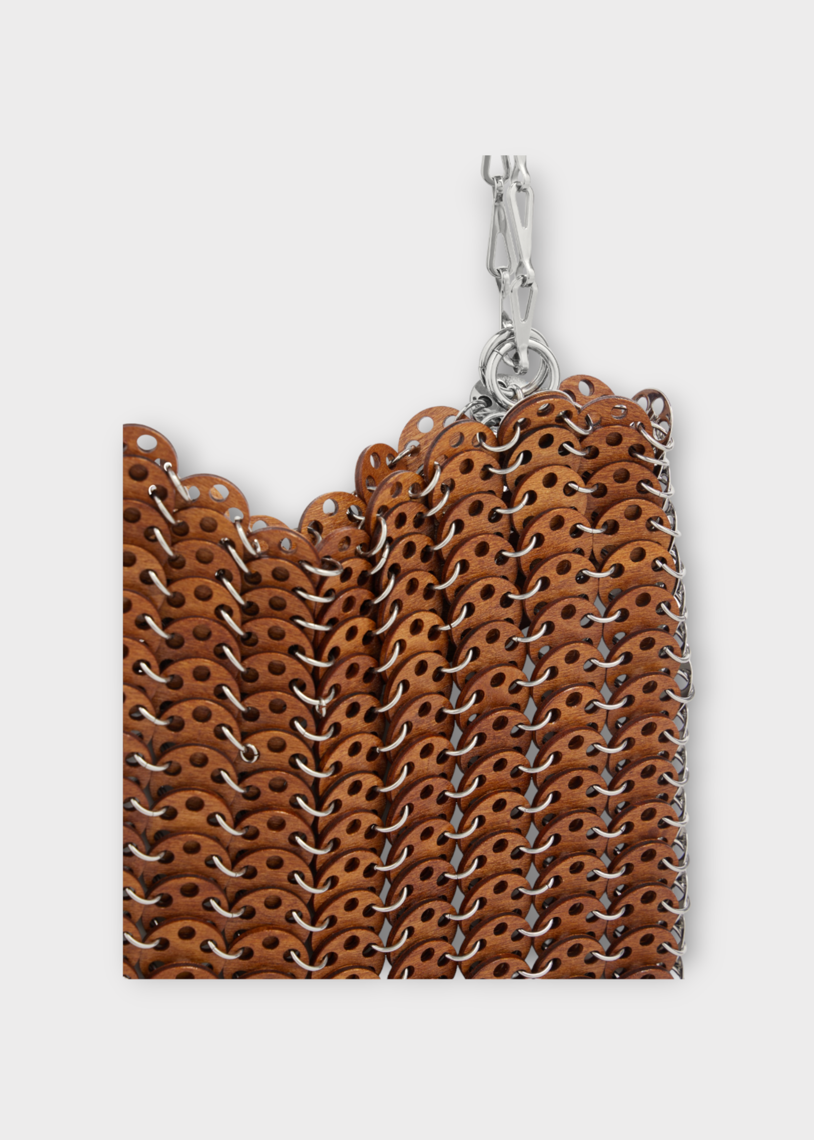 Rabanne Rabanne Bag, Brown, Wooden Round Discs Shoulder Bag In Rust & Silver