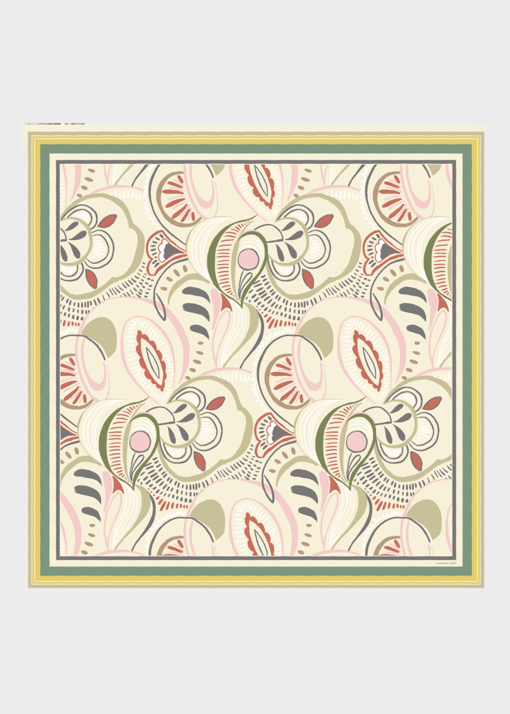 Massimo Alba Massimo Alba Scarf, Print, Cotton & Linen Stole in Cuoio w/ Psychedelic Flower Print