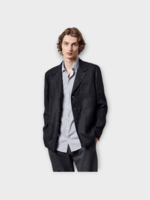 Massimo Alba Massimo Alba Jacket, Black, Baglietto Linen Classic Fit Single Breast Blazer in Carbone w/ Patch Pockets