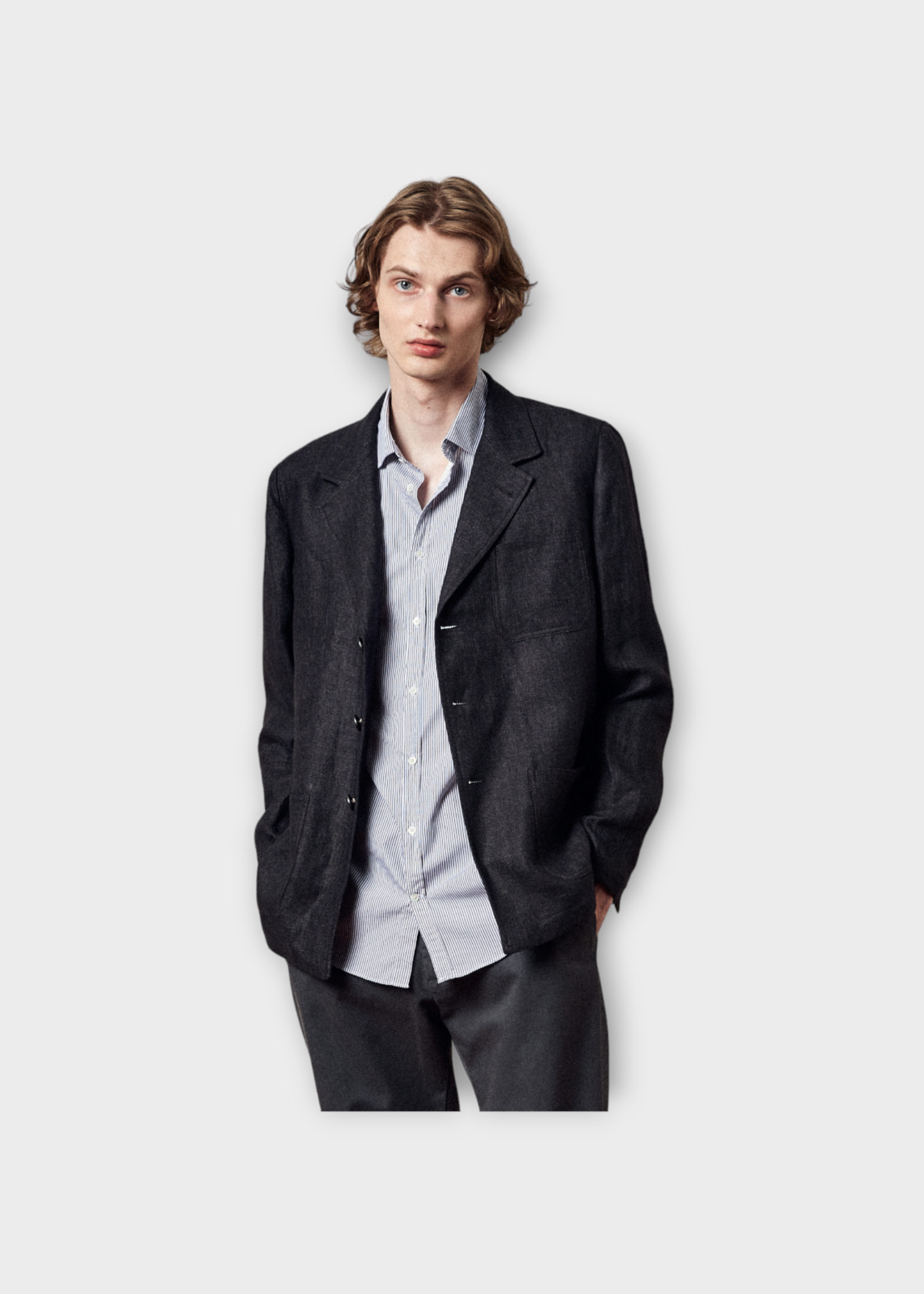 Massimo Alba Massimo Alba Jacket, Black, Baglietto Linen Classic Fit Single Breast Blazer in Carbone w/ Patch Pockets