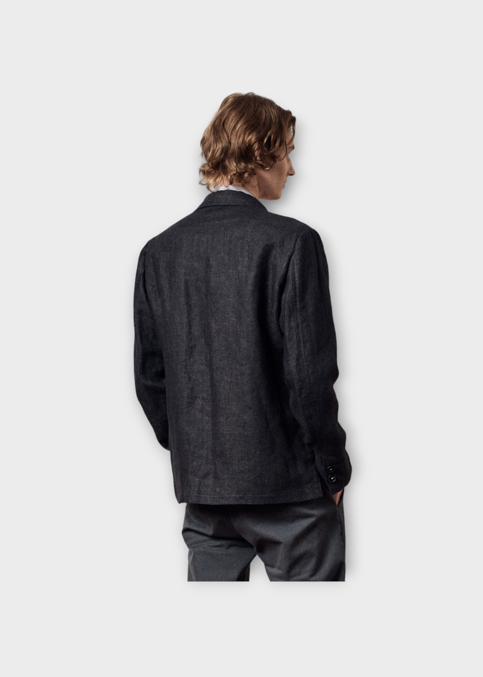 Massimo Alba Massimo Alba Jacket, Black, Baglietto Linen Classic Fit Single Breast Blazer in Carbone w/ Patch Pockets