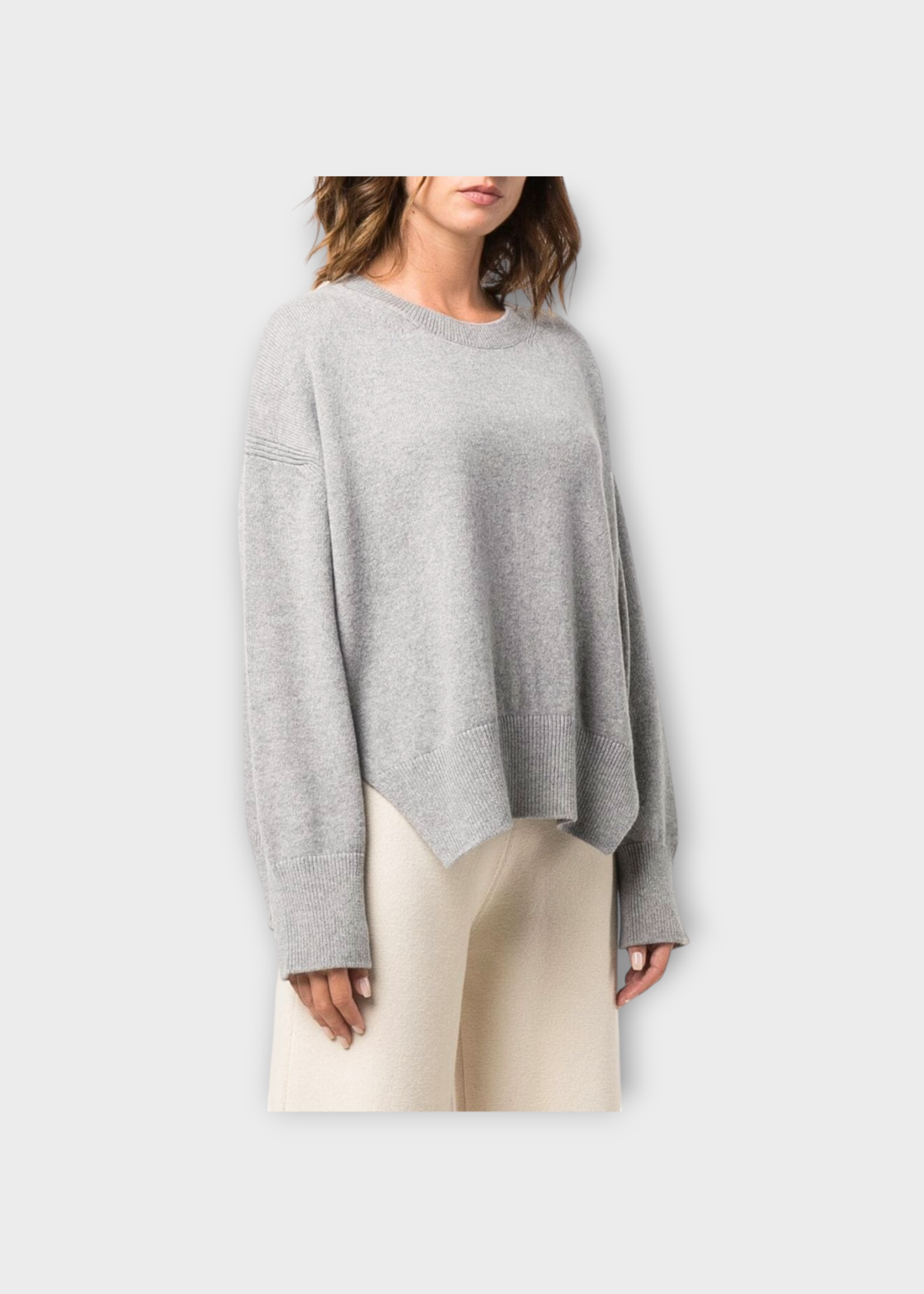 Barrie Barrie Knitwear, Grey, Cashmere Crew Neck Iconic Oversized Pullover In Felt Grey