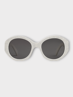 Celine Celine Sunglasses, White, Round S240 Acetate Sunglasses In White w/ Crystals