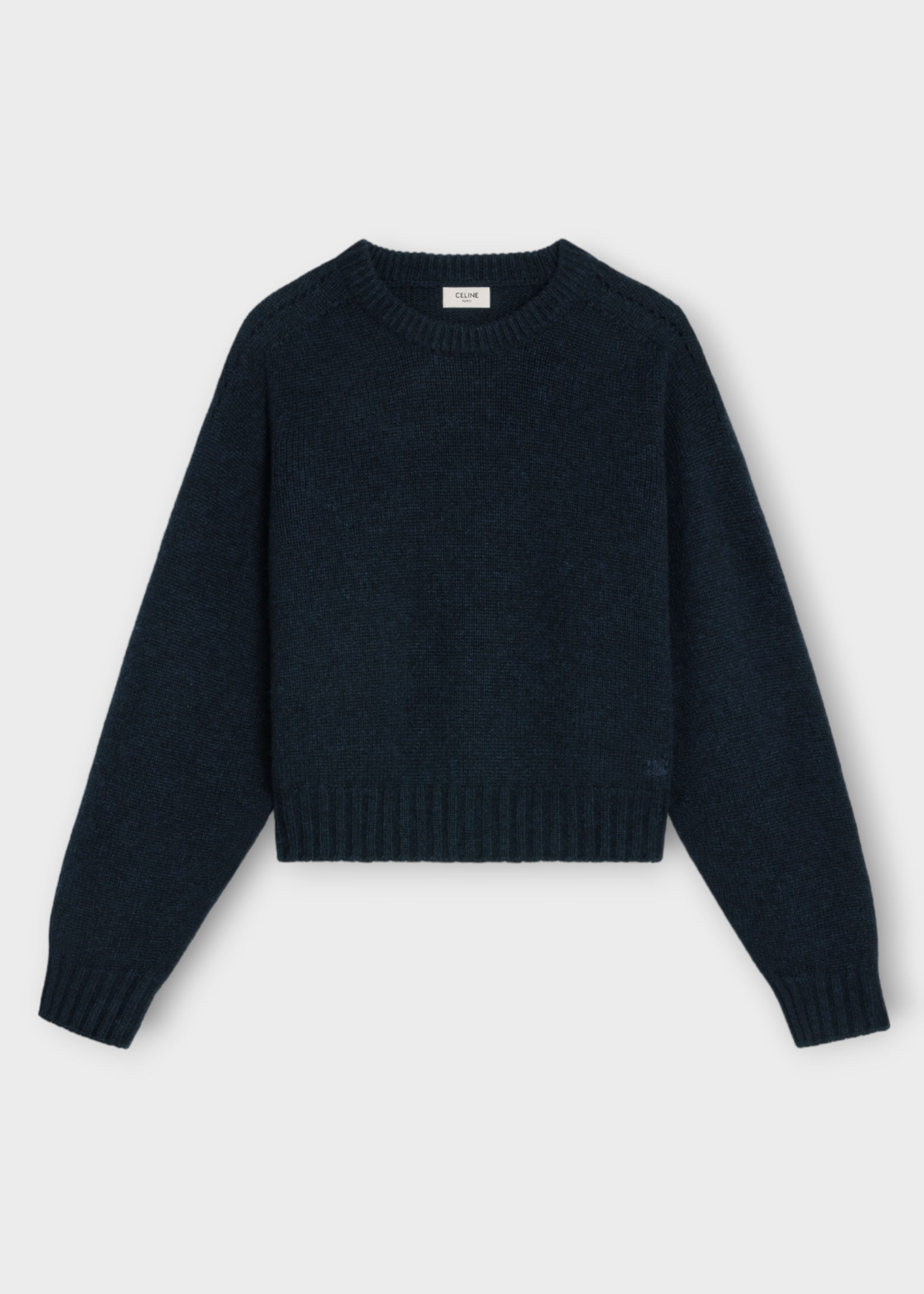 Celine Celine Knitwear, Navy, Crew Neck Seamless Boxy Sweater