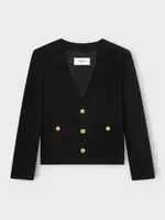 Celine Celine Jacket, Black, Chasseur Cashmere Flannel V-Neck Button Up Jacket