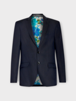 Etro Etro Jacket, Navy, Linen Regular Fit Single Breasted Blazer in Navy Blue