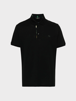 Etro Etro Polo, Black, Cotton Regular Fit Collared Polo Shirt in Black w/ Printed Undercollar