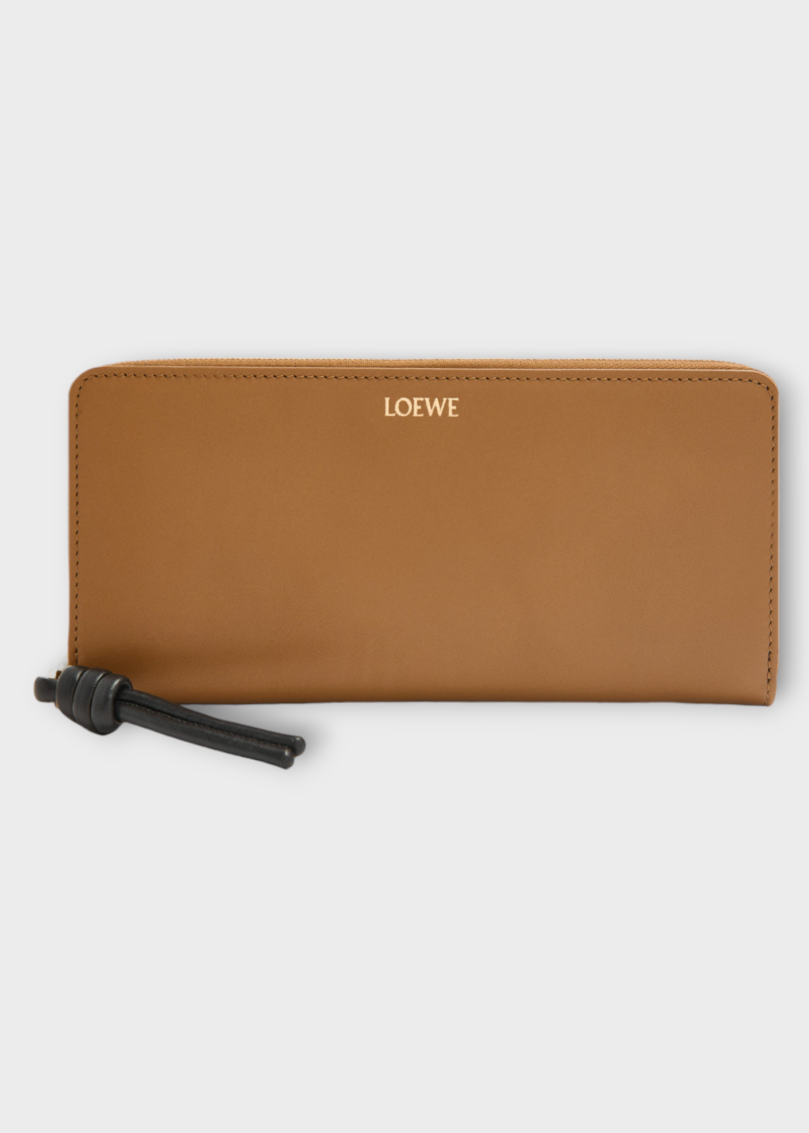 Loewe Loewe Wallet, Multi, Calfskin Knot Zip Around Wallet in Oak & Black