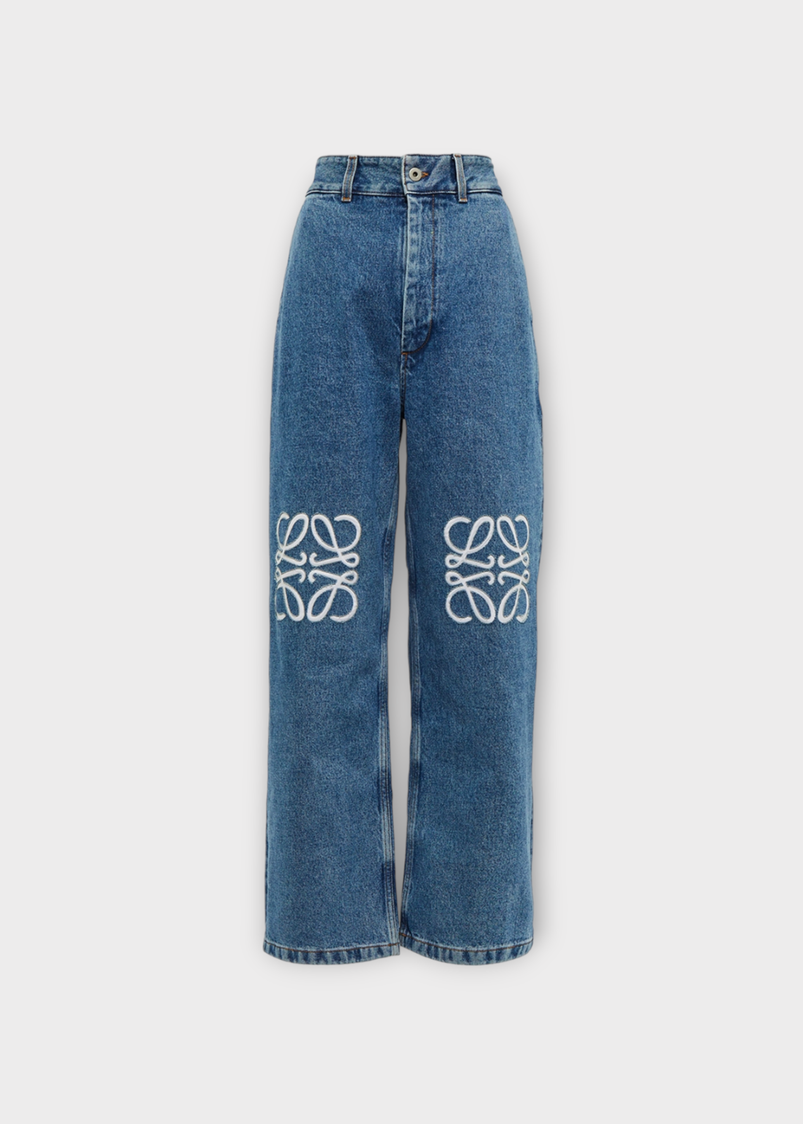 Loewe Loewe Jeans, Blue, Loewe Jeans, Blue, Cotton Low Rise Baggy Denim Pants In Jeans Blue w/ Anagram Embroidery