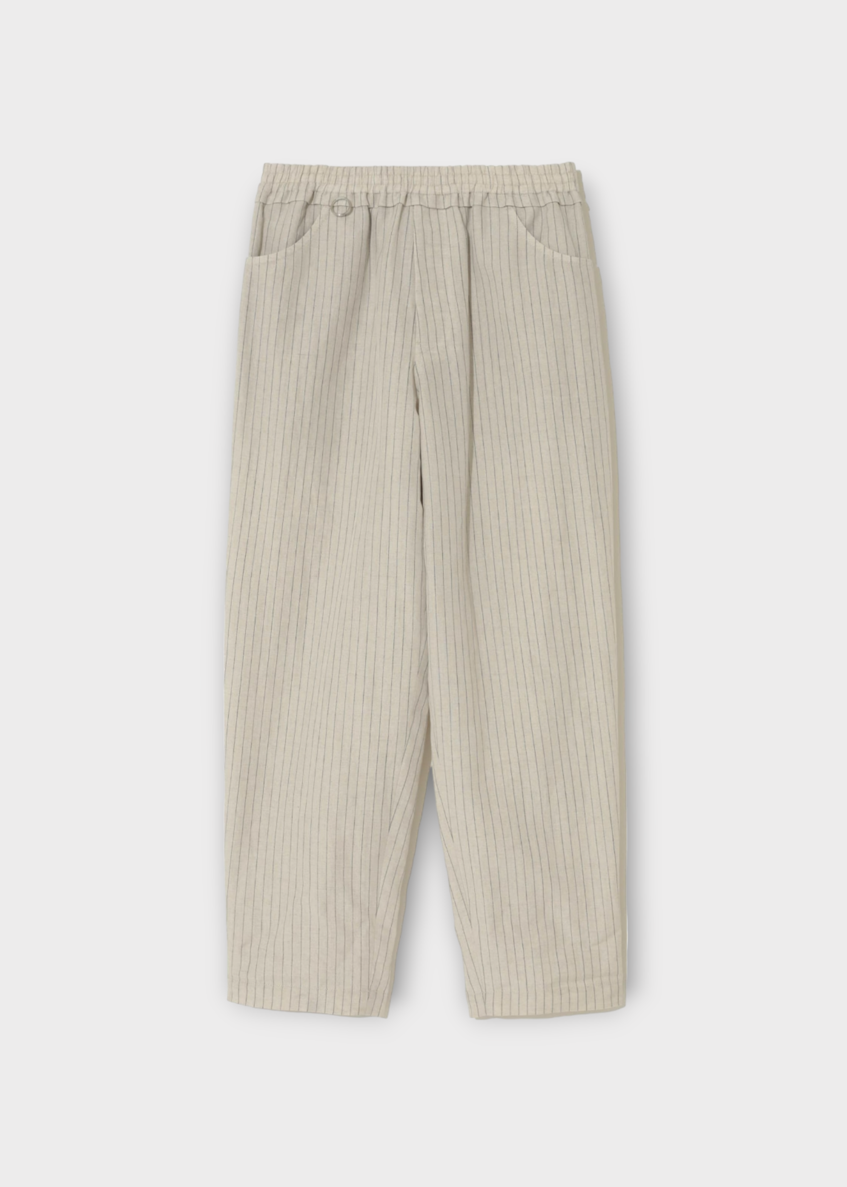 Undercover Undercover Trousers, White, Wool & Linen Elasticated Waist Wide Leg Striped Pants in Ivory
