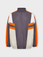 Martine Rose Martine Rose Jacket, Multi, High Neck Front Zip Closure Panelled Track Jacket In Grey Orange & Beige