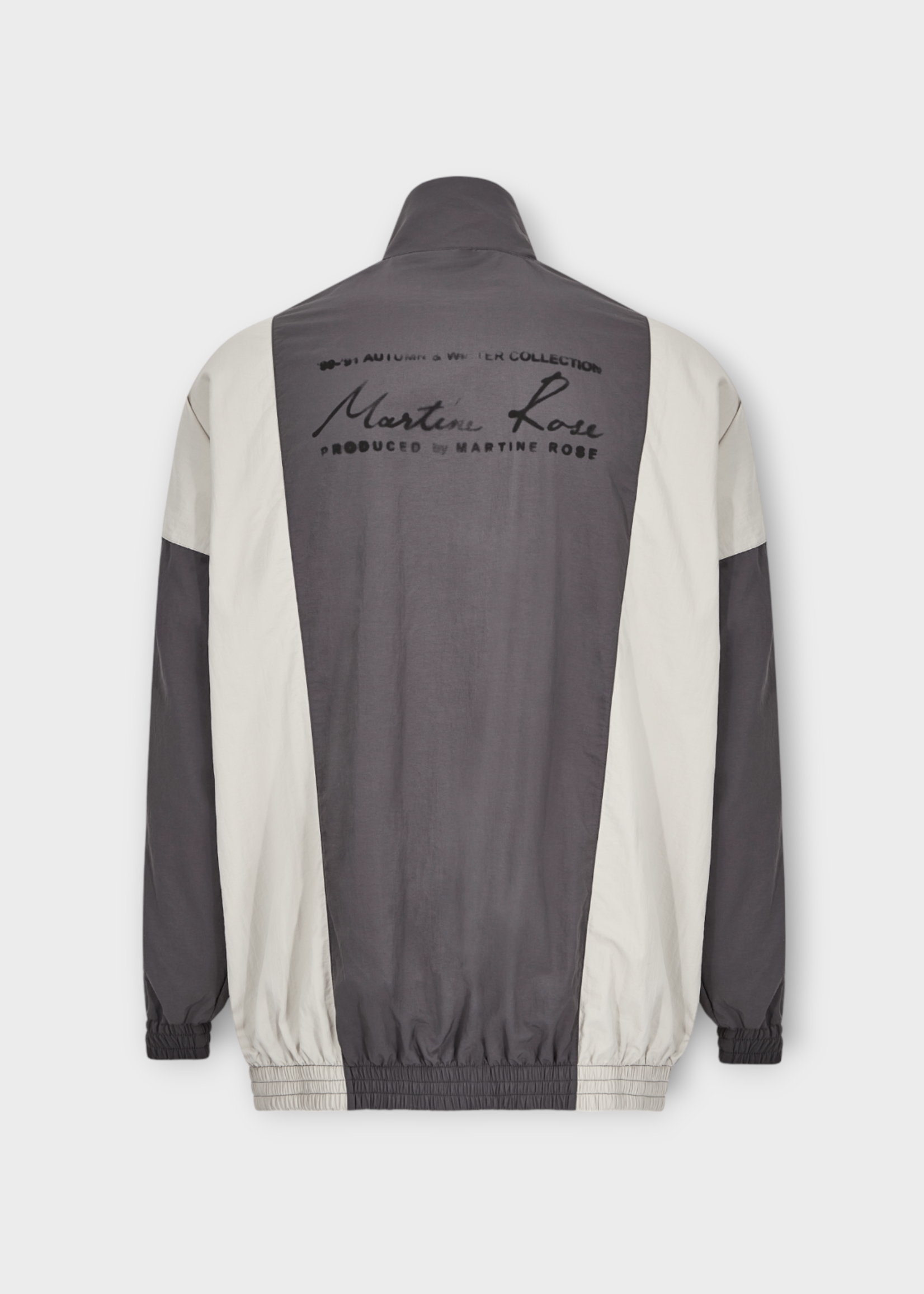 Martine Rose Martine Rose Jacket, Multi, High Neck Front Zip Closure Panelled Track Jacket In Grey Orange & Beige