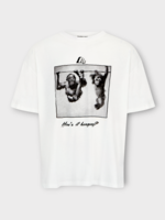 Martine Rose Martine Rose T-Shirt, Print, Cotton Oversized S&S T-Shirt In White w/ Hanging Monkey Print