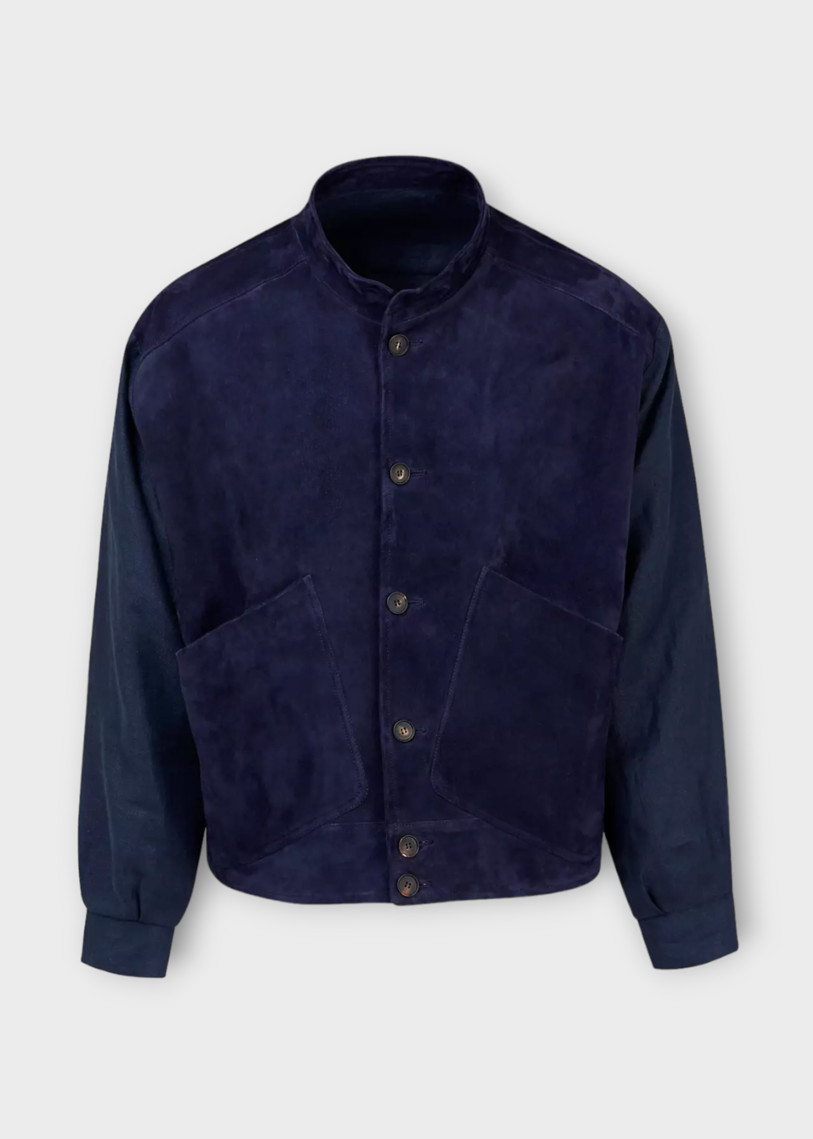 Giuliva Heritage Giuliva Heritage Jacket, Navy, Otto Suede & Linen Button Up Jacket In Navy Blue w/ Deep Pockets