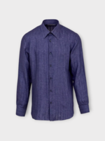 Giuliva Heritage Giuliva Heritage Shirt, Navy, Luigi Linnen Lightweight Stripe Shirt