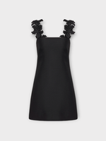 Valentino Valentino Dress, Black, Hibiscus Embroidered Crepe Couture Sleeveless Slip Mini Dress