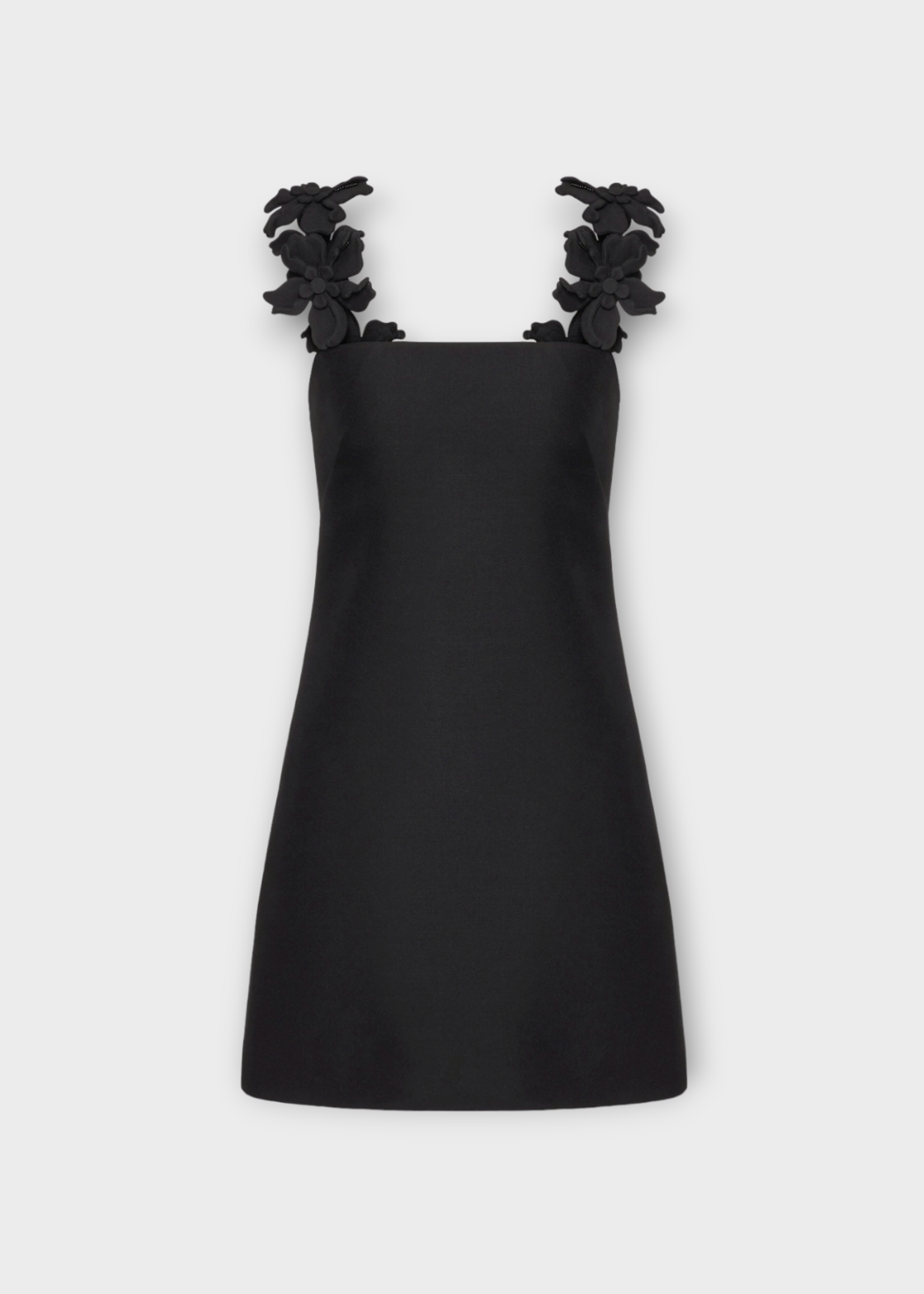 Valentino Valentino Dress, Black, Hibiscus Embroidered Crepe Couture Sleeveless Slip Mini Dress