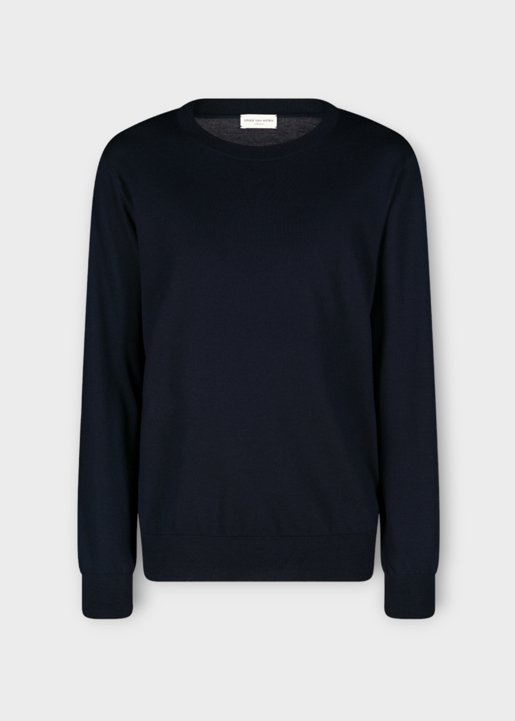Dries Van Noten Dries Van Noten Knitwear, Navy, Murton Merino Wool Regular Fit Crew Neck Sweater