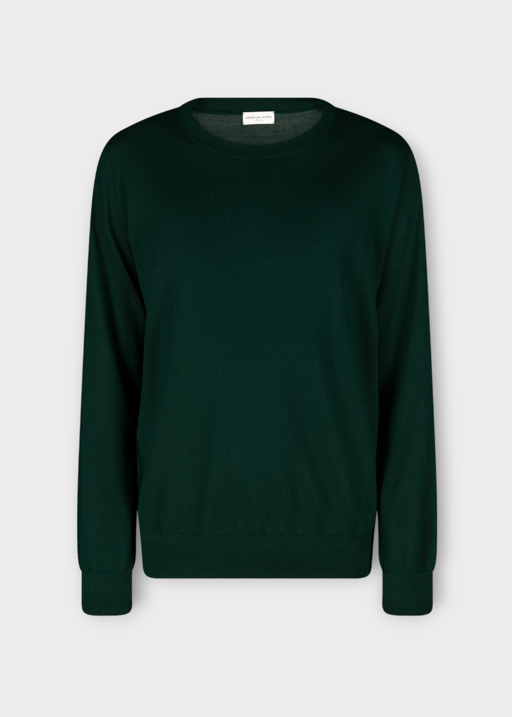 Dries Van Noten Dries Van Noten Knitwear, Green, Murton Merino Wool Regular Fit Crew Neck Sweater In Bottle