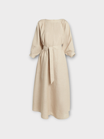 Loro Piana Loro Piana Dress, Beige, Mina Solaire Linen Belted Midi Dress In Grain Beige