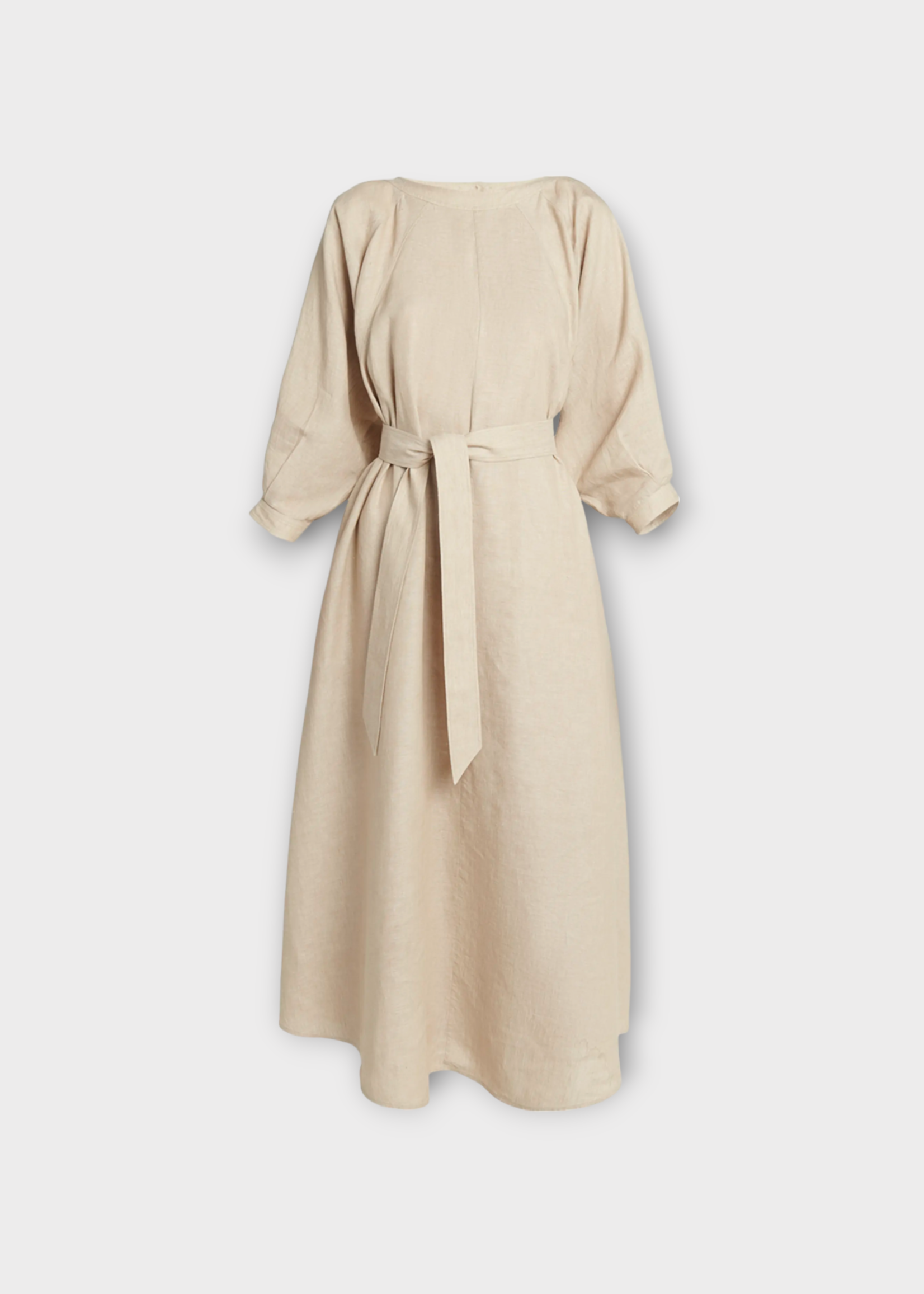 Loro Piana Loro Piana Dress, Beige, Mina Solaire Linen Belted Midi Dress In Grain Beige