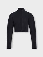 Alaia Alaia Jacket, Black, Sheer Compact Stretch High Neck Zip Up Jacket In Noir Alaia
