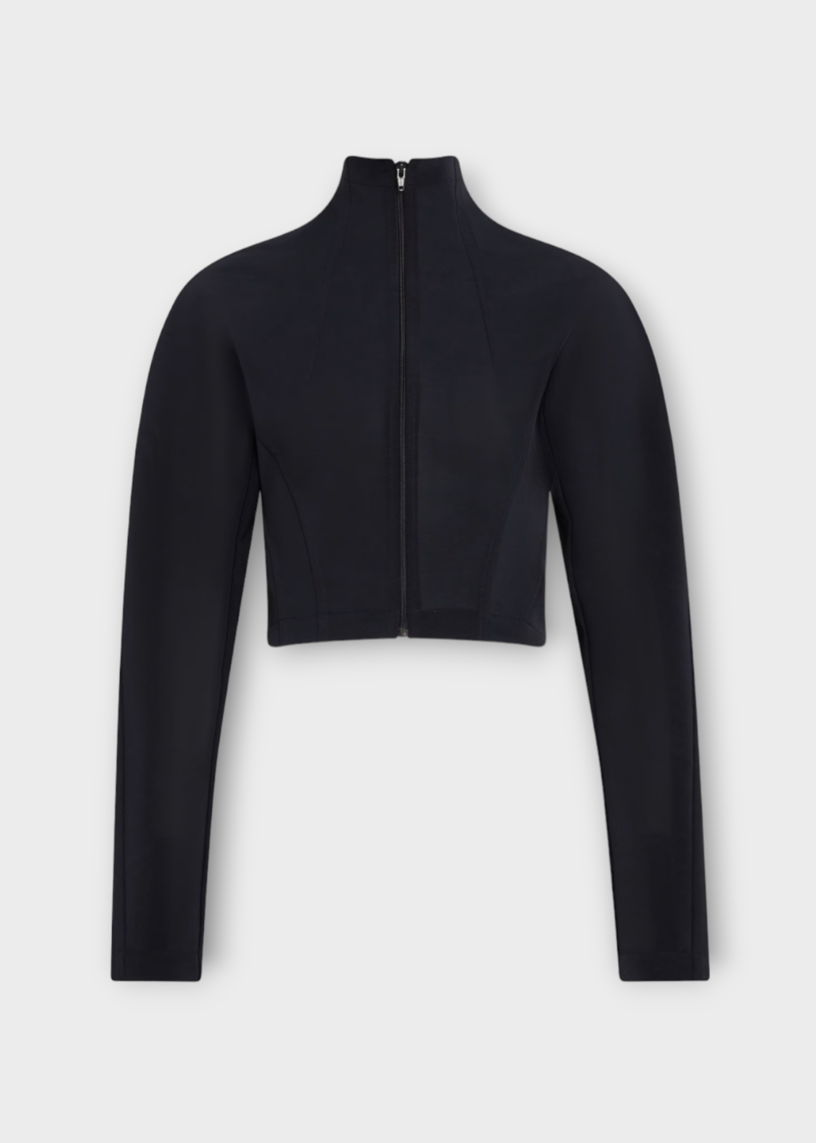Alaia Alaia Jacket, Black, Sheer Compact Stretch High Neck Zip Up Jacket In Noir Alaia