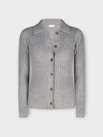Dries Van Noten Dries Van Noten Knitwear, Grey, Tarot Collared Ribbed Button Up Cardigan