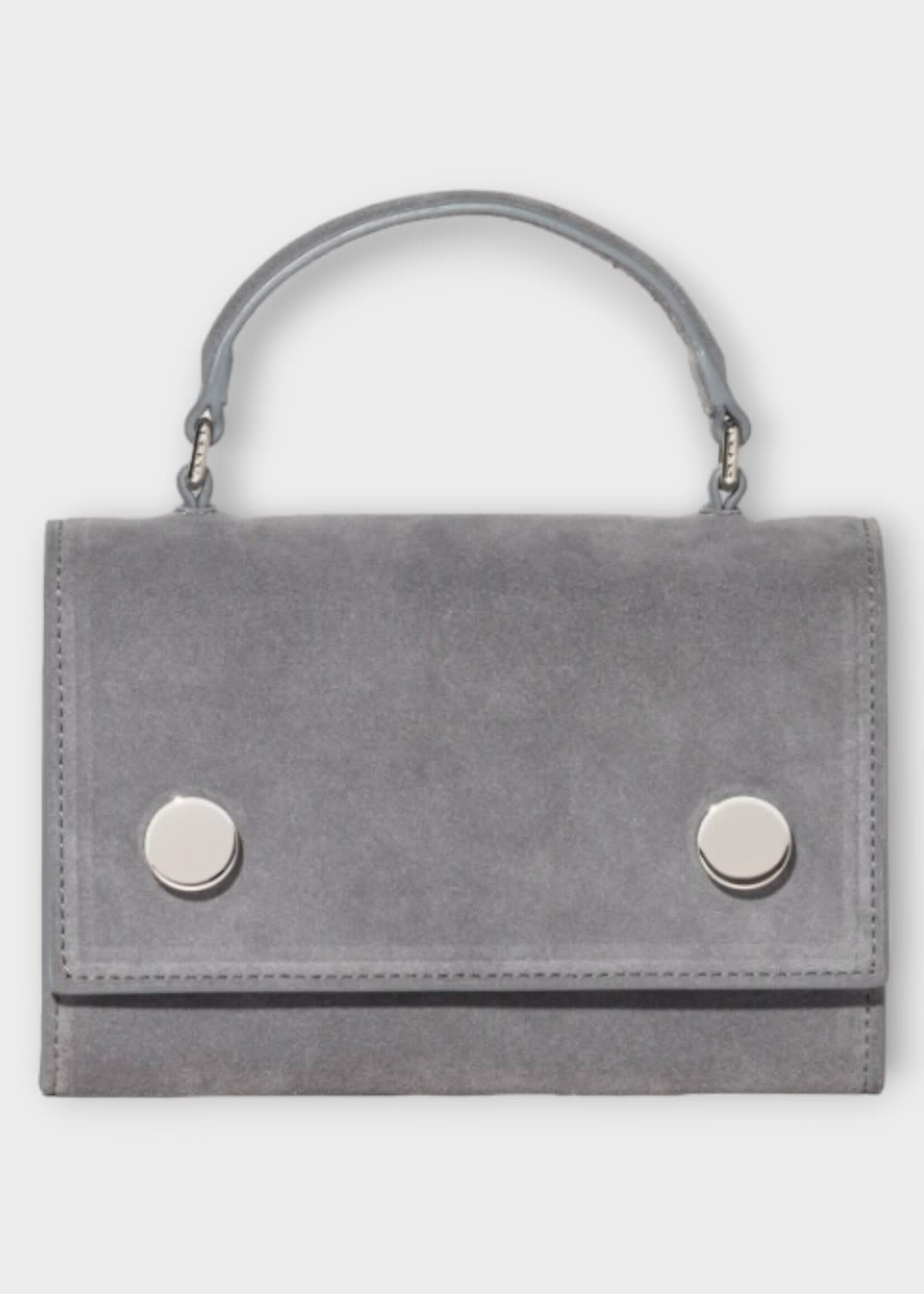 RSVP RSVP Bag, Grey, Munchkin Suede Calfskin Top Handle Bag In Deep Grey