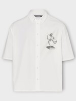 Jacquemus Jacquemus Shirt, Print, La Chemise Cabri Cotton Mix Oversized Three-Quarter Sleeves In White w/ Organic Sculpture Print