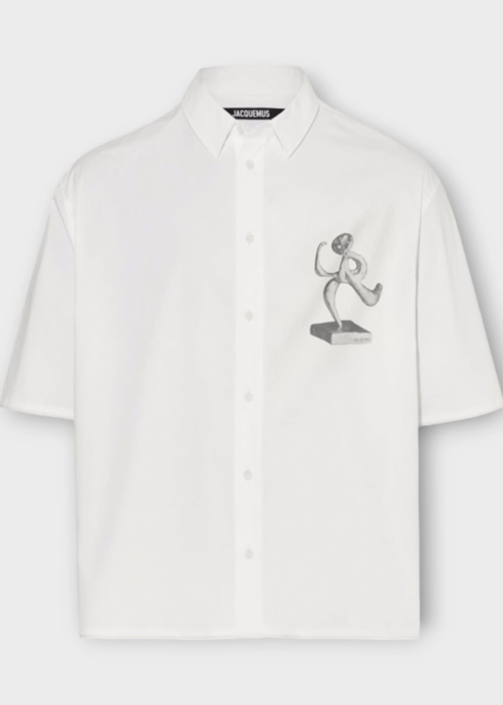 Jacquemus Jacquemus Shirt, Print, La Chemise Cabri Cotton Mix Oversized Three-Quarter Sleeves In White w/ Organic Sculpture Print