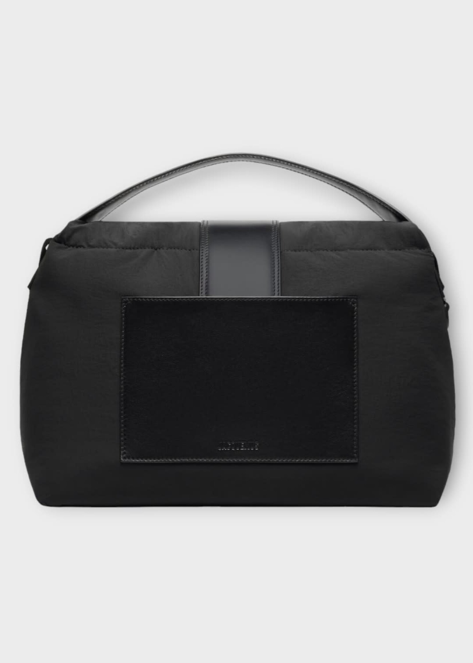 Jacquemus Jacquemus Bag, Black, Le Messenger Bambino Nylon Top Handle Flap Closure In Black