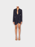 Jacquemus Jacquemus Dress, Navy, La Robe Bahia Relaxed Fit Collared Sash Mini Dress In Dark Navy