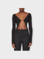 Jacquemus Jacquemus Top, Black, La Maille Pralu Longue Seamless Cardigan In Black w/ Metal Charm Logo